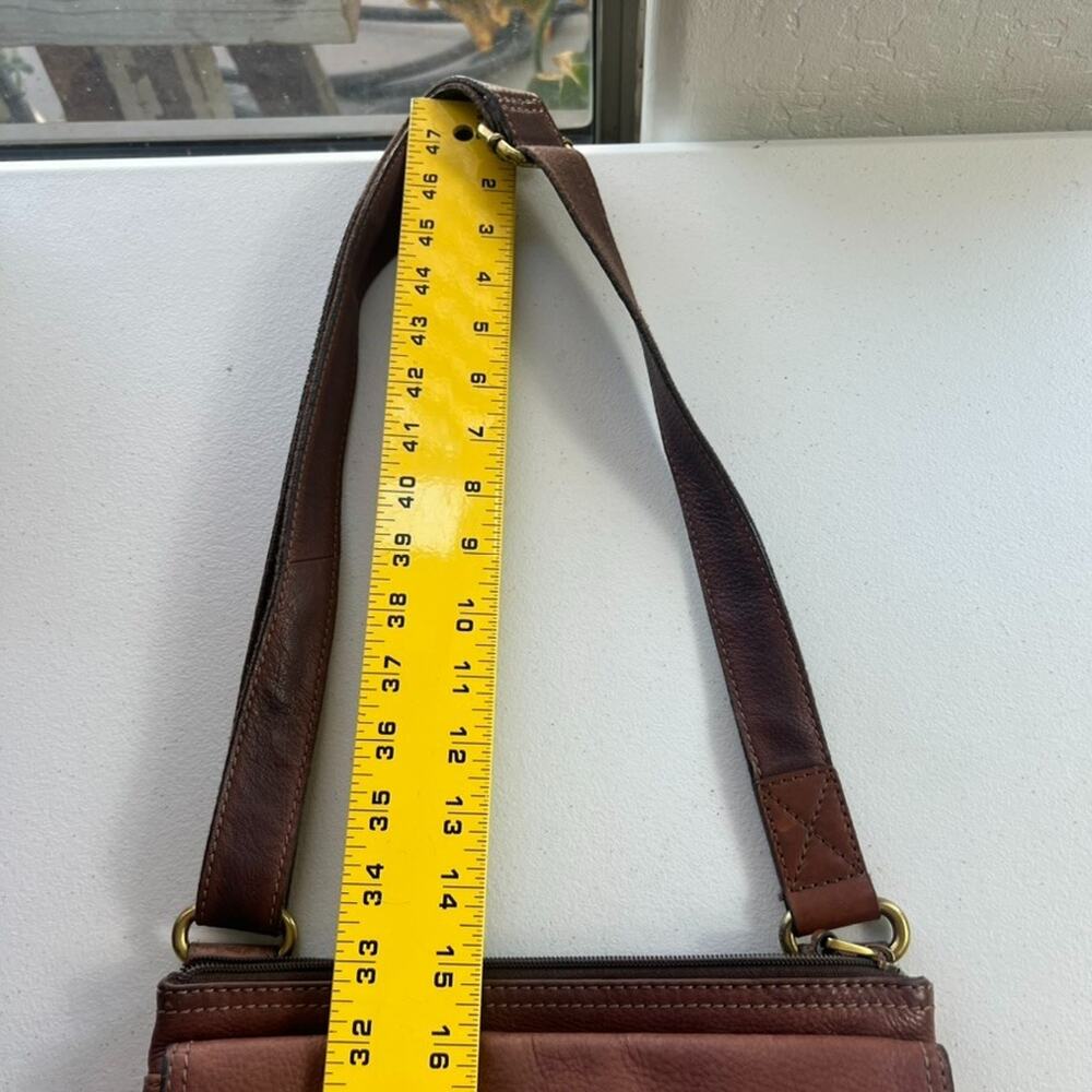 Fossil Morgan Traveler Messenger Crossbody Bag Leather Purse Brown Key Charm Fob - Picture 9 of 13
